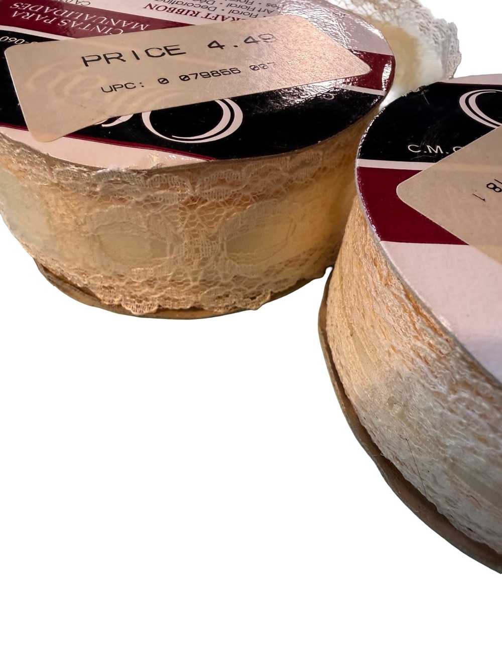Cream and Yellow Lace Trim Ribbon for Home Decor and Crafts - Neutral Lace